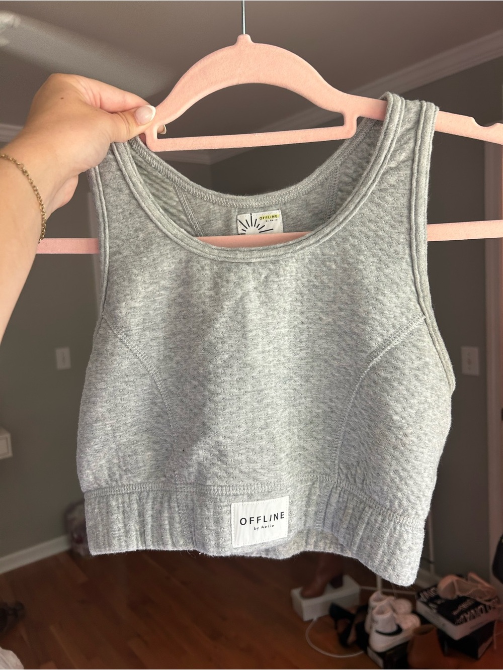 aerie OFFLINE Heather Gray Quilted Sports Bra